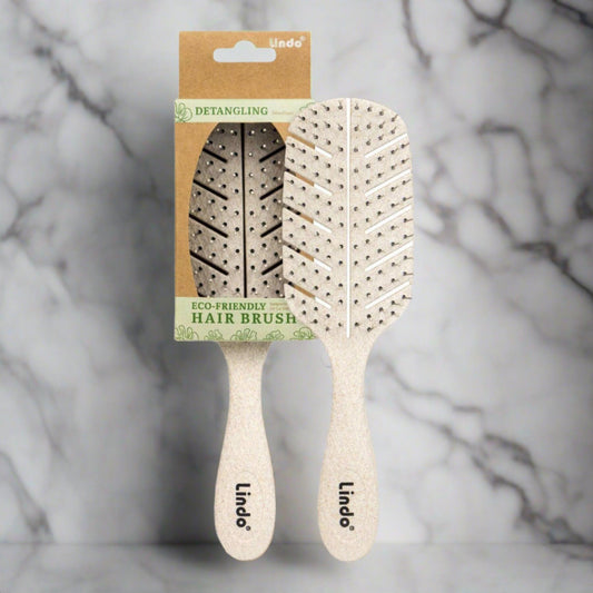 Eco plant fiber detangling hair brush in beige, eco-friendly sustainable brush for all hair types