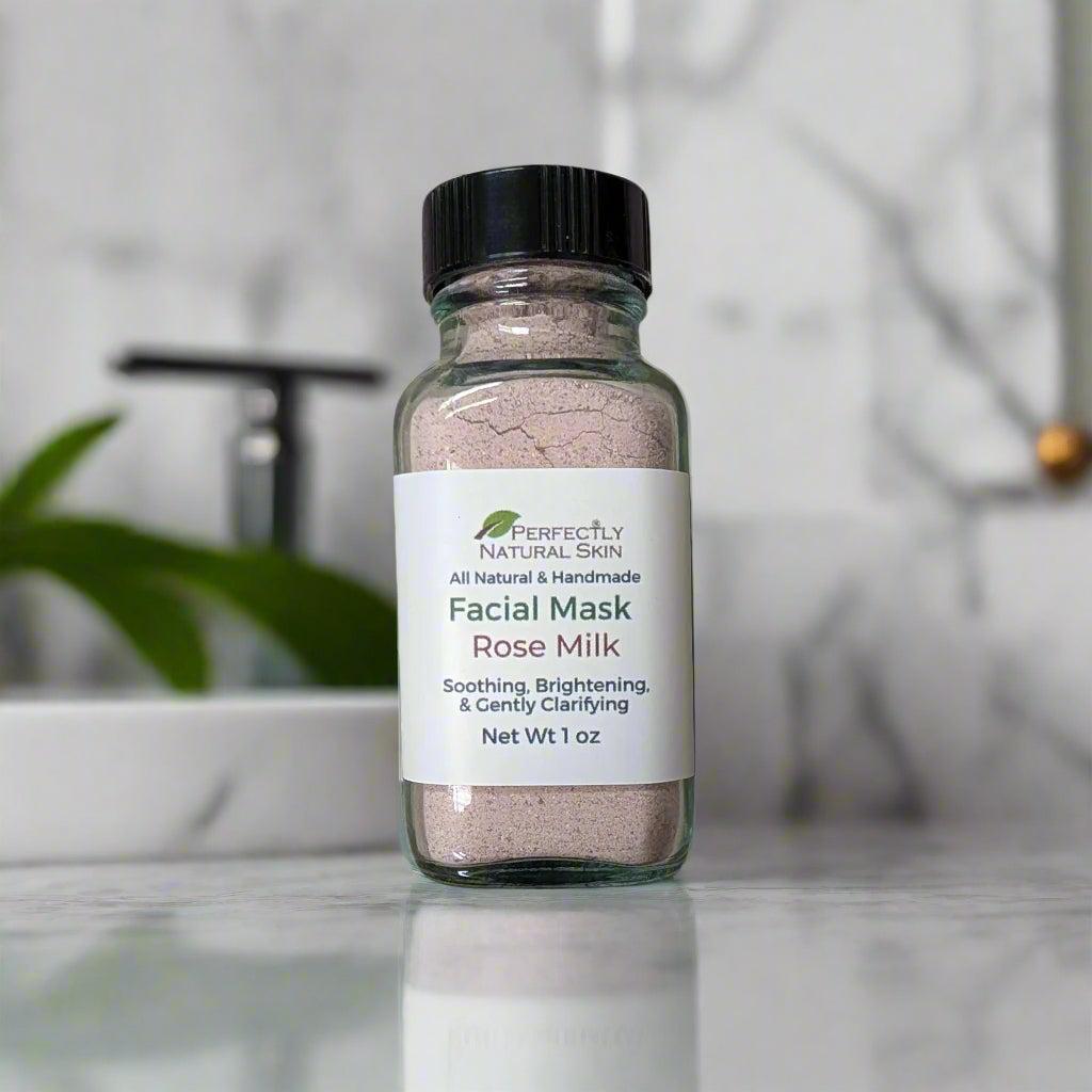 Rose milk soothing and brightening facial clay mask, rose and kaolin clay mask for glowing complexion