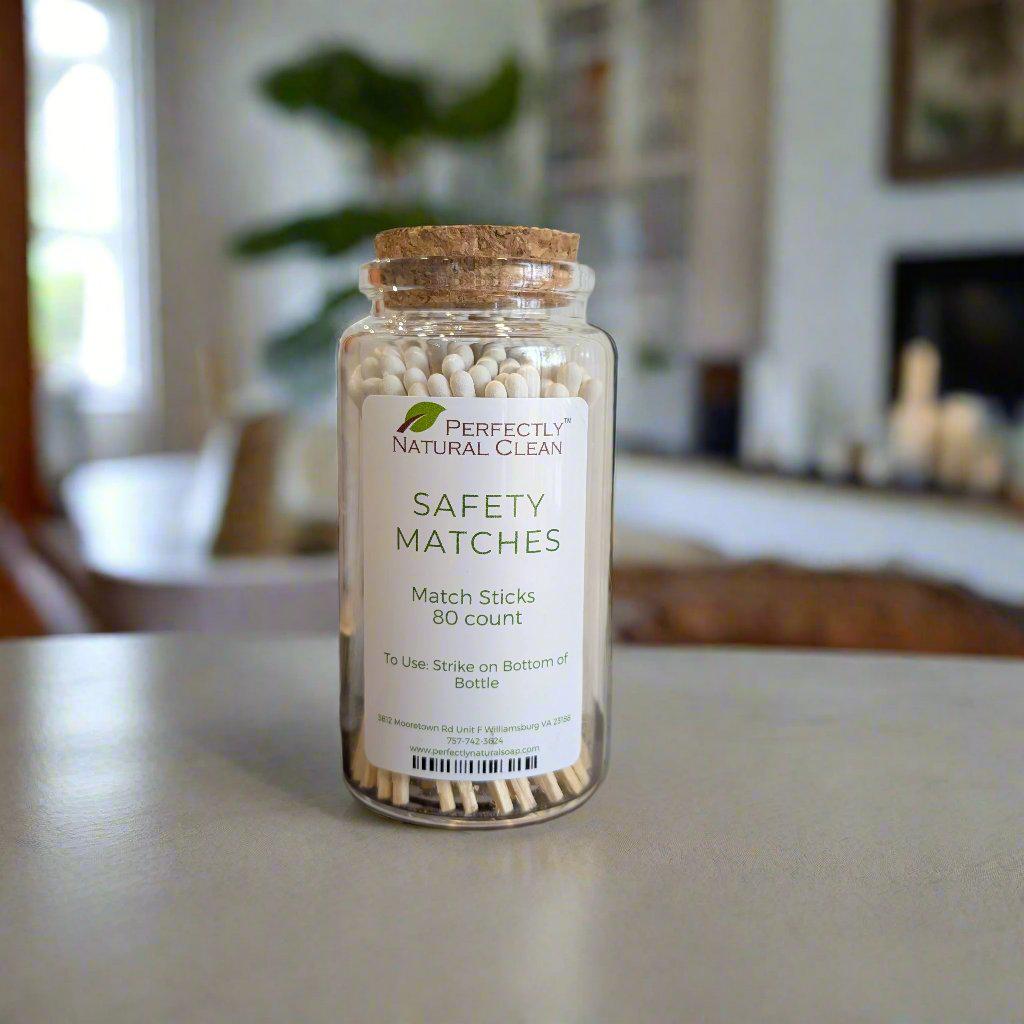 Safety matches in glass jar 80 count, bulk strike-on-bottle safety matches for candles in decorative jar