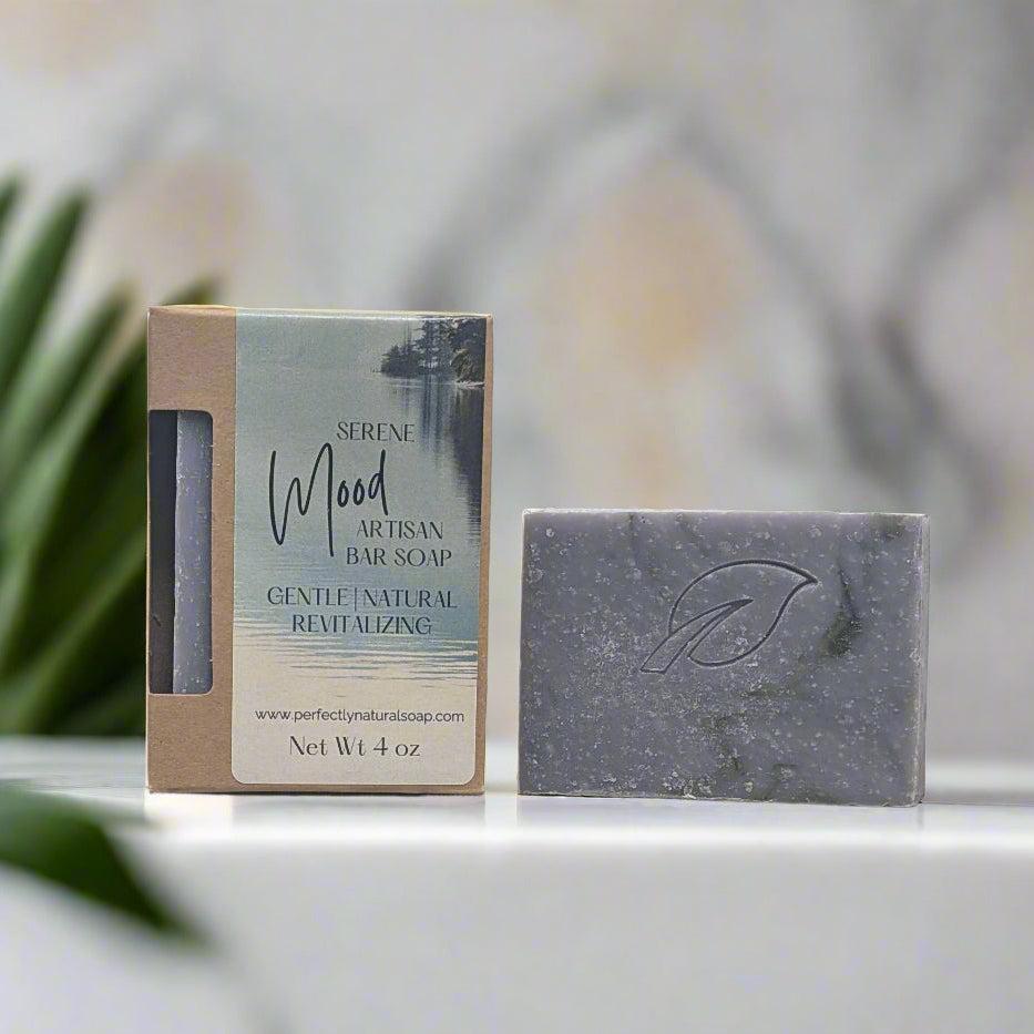 Serene Mood handmade natural soap bar 4 oz, calming patchouli, florals and earthy notes scented soap