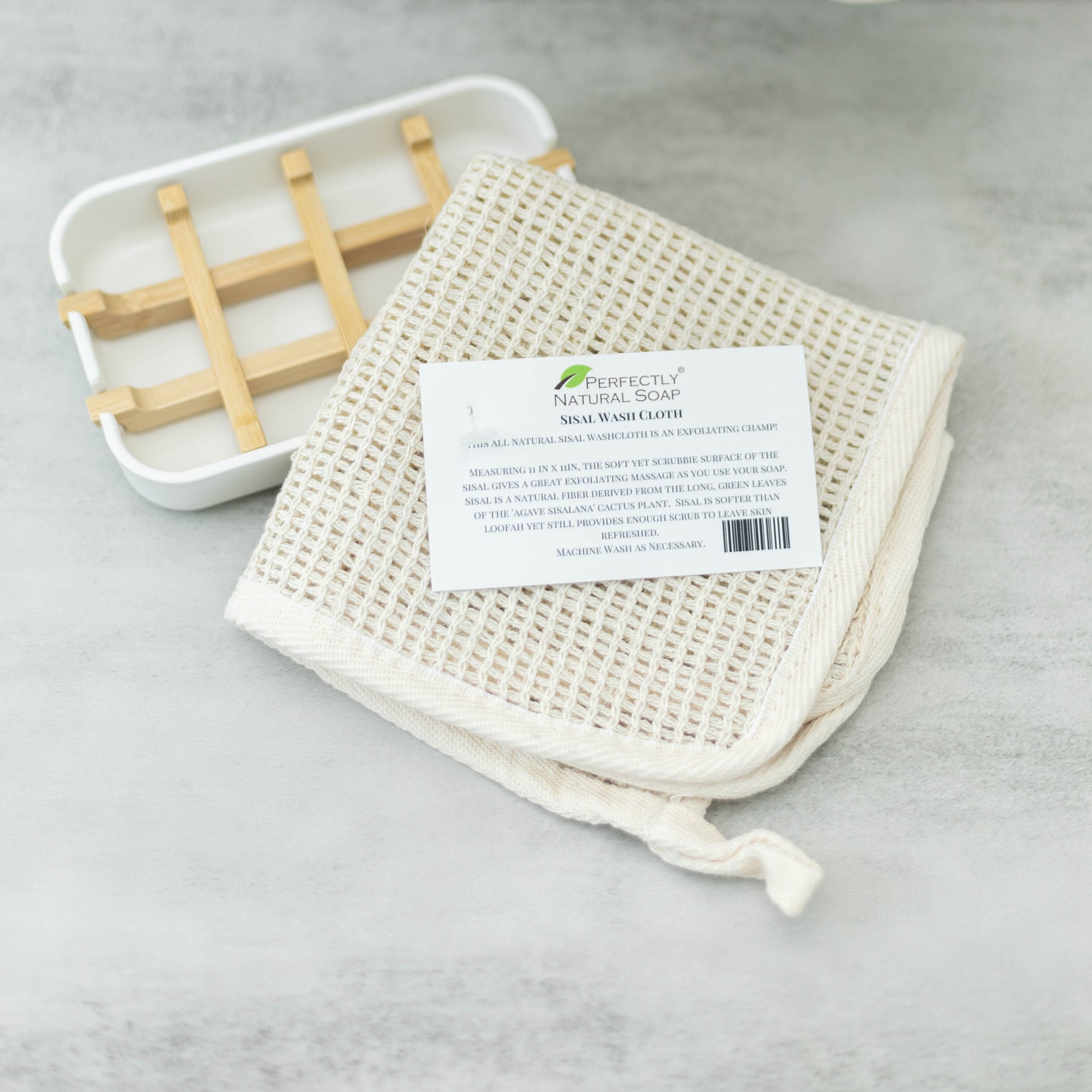 Natural sisal exfoliating washcloth made from agave fiber, gentle bath cloth for full-body exfoliation