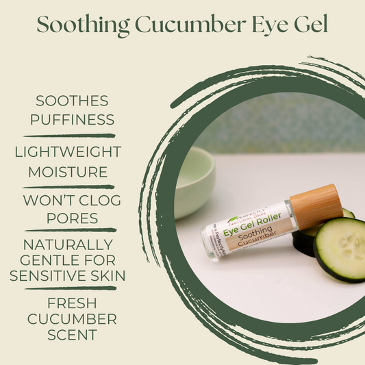 Soothing cucumber eye gel 10ml close-up, cooling cucumber extract gel for puffy eyes and dark circles