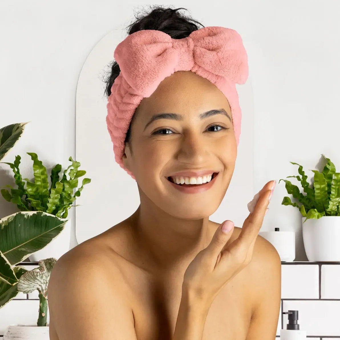 Take A Bow ultra plush spa headband choice of color, fluffy bow-tied headband for skincare and spa routines