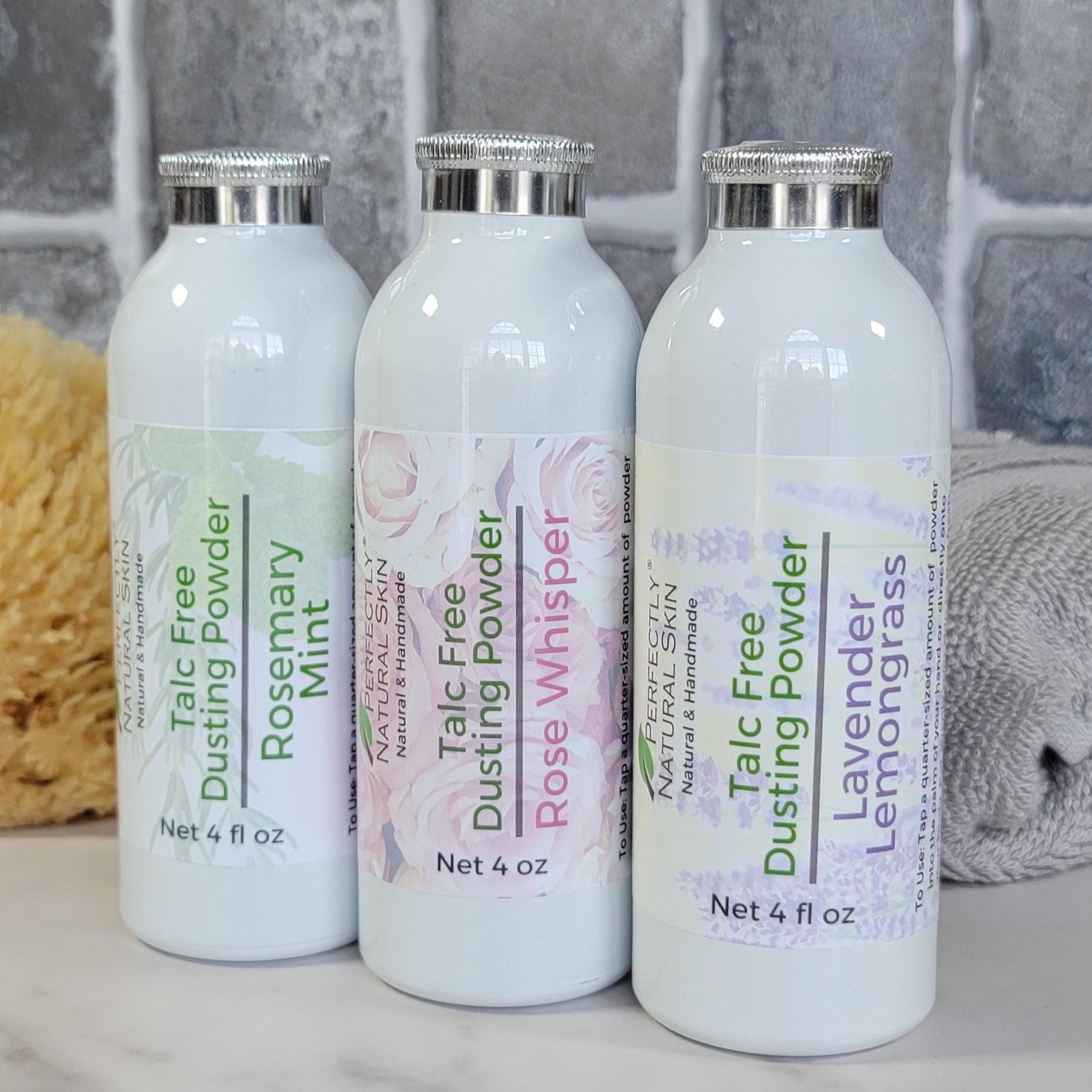Talc-free natural dusting powder 4 oz First Kiss scent, silky arrowroot and tapioca body powder