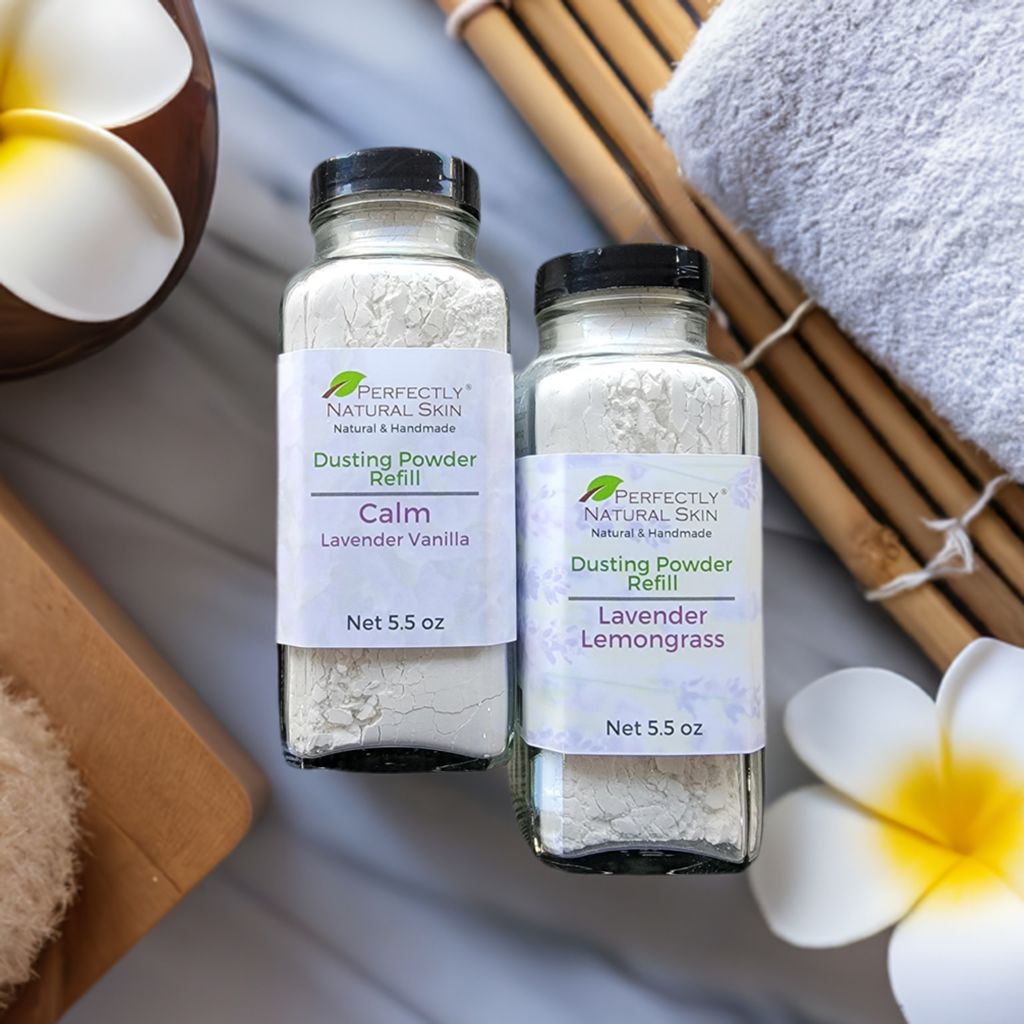 Talc-free natural dusting powder refill 5.5 oz, eco-friendly refill bag for glass dusting powder jar
