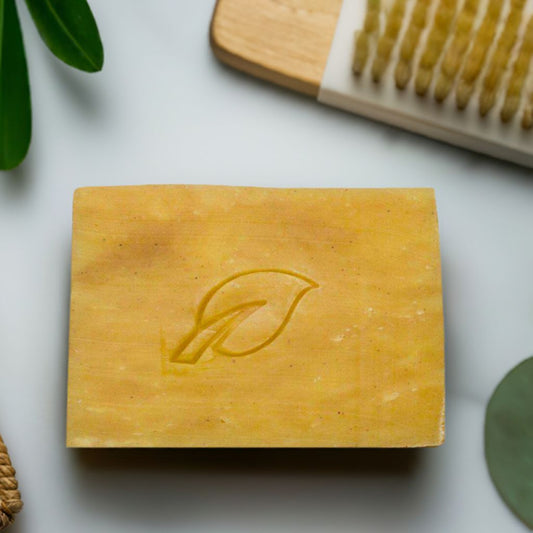 Turmeric aloe handmade natural soap bar 4 oz, brightening anti-inflammatory soap with golden turmeric and aloe