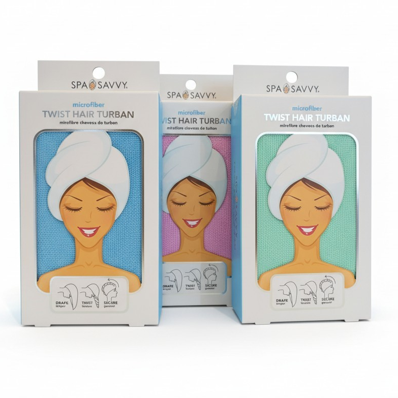 Twist hair microfiber turban in blue on sale, quick-dry twist-style hair drying towel