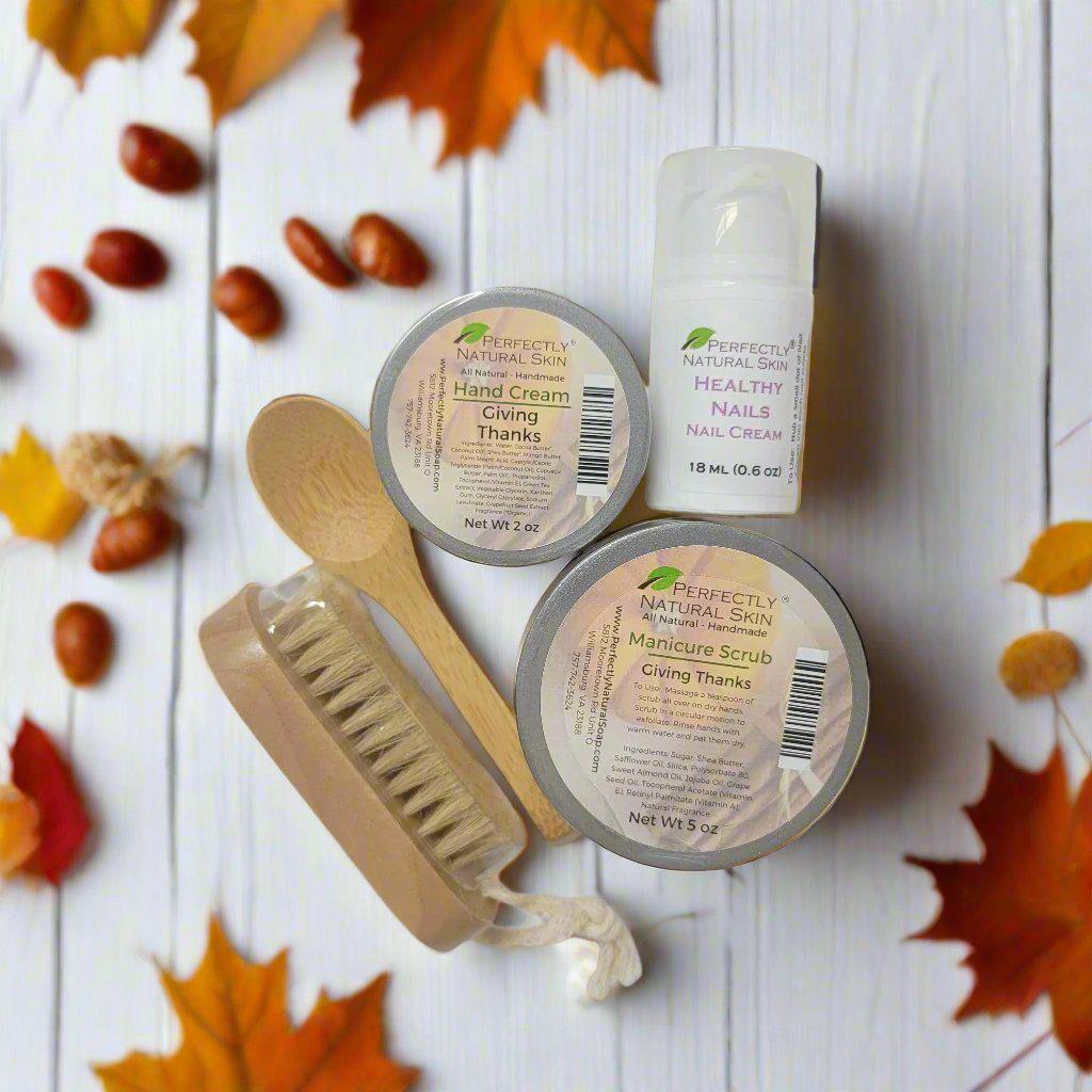 Ultimate hand care gift set on sale Giving Thanks scent, natural manicure sugar scrub and hand cream bundle