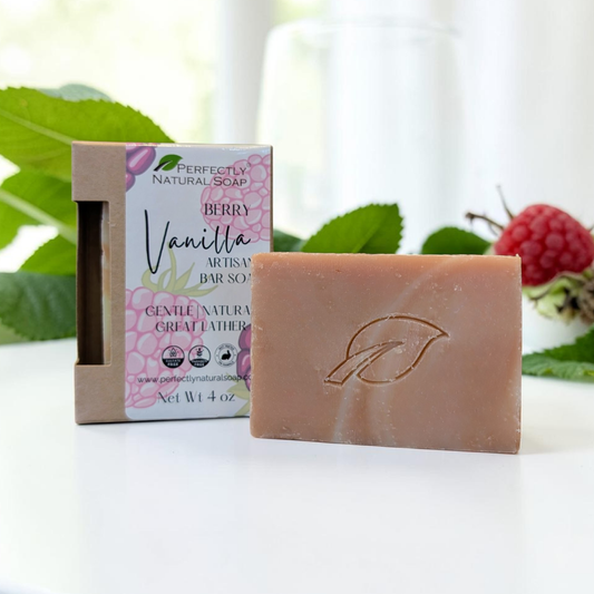 Berry Vanilla natural artisan bar soap 4 oz limited edition, sweet berry and warm vanilla scented handmade soap