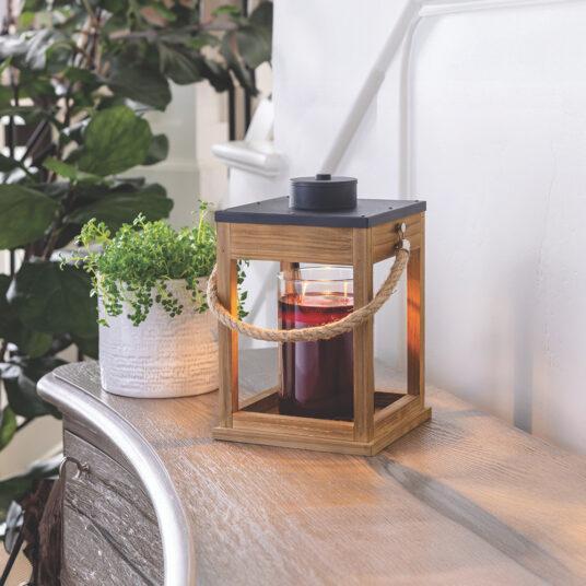 Wood candle warmer lantern with natural wood finish, electric warmer lantern for jar candles and wax melts