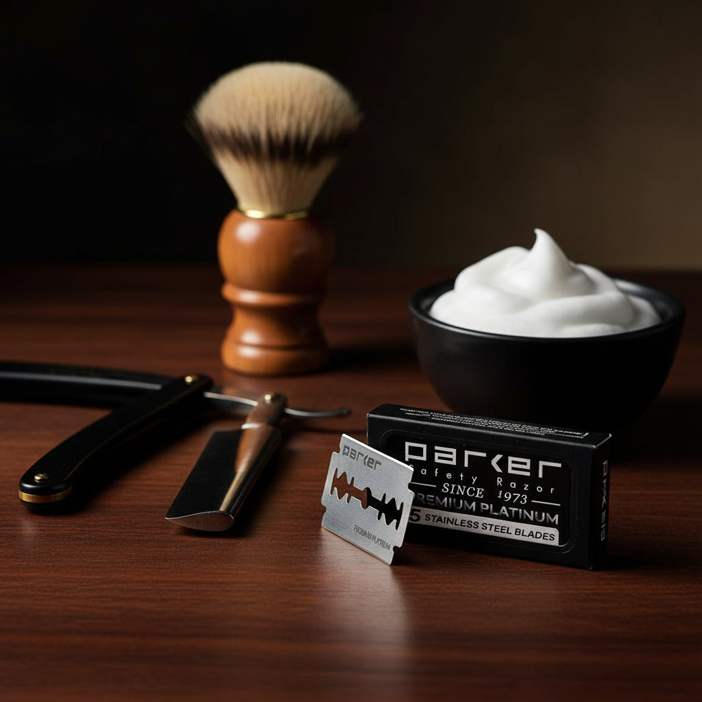 Parker Premium Platinum double edge razor blades 5-pack for traditional safety razor wet shaving